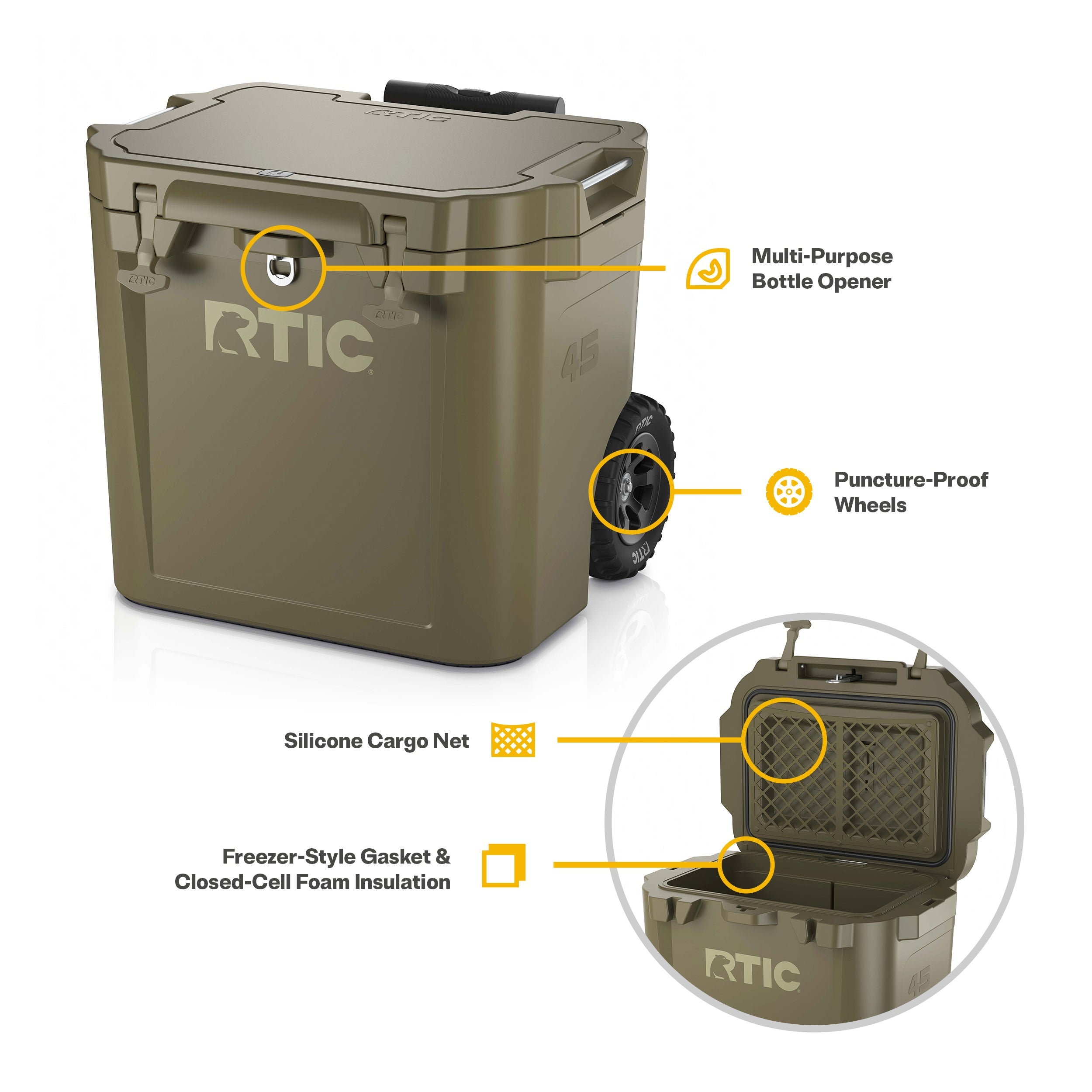45 QT Ultra-Tough Wheeled Cooler #007L8